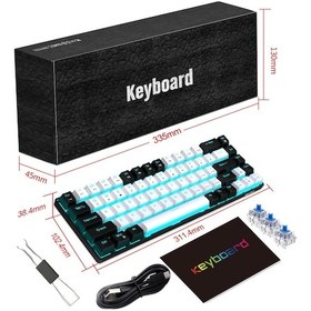 Resim Carrierjzcat V800BW 68 Tuşlu Mekanik Tuş Başlıkları Işık Oyun Klavyesi 