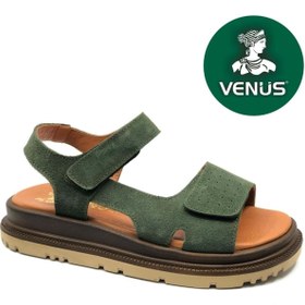 Resim Venüs Garnet Hakiki Deri Comfort Ortopedik Kadın Sandalet YEŞİL 