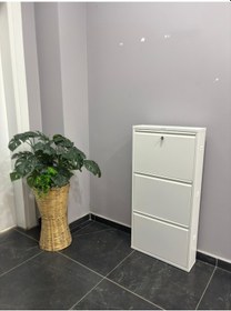 Resim Metal Ayakkabılık 3 Lü Beyaz Kilitli Model Beyaz 