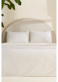 Resim Karaca Home Cielo %100 Pamuk Çift Kişilik Nevresim Takımı Beyaz Beyaz 