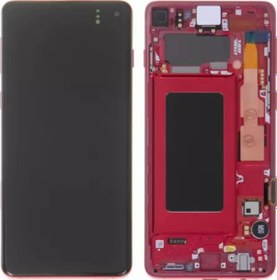 Resim Te Samsung Uyumlu S10 G973f Uyumlu Çıtalı Lcd Ekran Kırmızı 