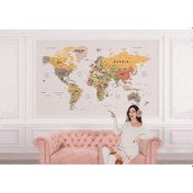 Resim Dünya Haritası Duvar Kağıdı Detaylı Ülke Ve Başkentli İngilizce Dünya Haritası-1676 