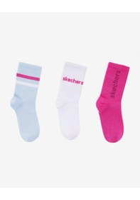 Resim Skechers 3'lü Paket Funny Script Uzun Çorap Büyük Kız Çocuk Pembe-mavi-beyaz Sk2520118-3474 