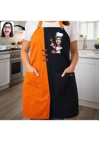 Resim Bk Gift Kişiye Özel Karikatürlü Turuncu & Siyah Mutfak Önlüğü -3, Aşçı Ve Şef Önlüğü, Ev Hediyesi Kobitmeyencom36631 Bk Gift Renkli 