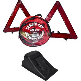 Resim Oto Trafik Seti Akü Takviye Kablosu Takoz ve Reflektör Muayene Paketi 