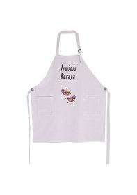 Resim Mutfak Önlüğü Kişiye Ve İsme Özel Nakışlı Mutfak Önlüğü İkili Kupa Farklı Renkler Gri 