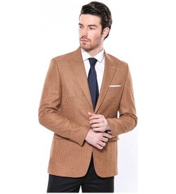 Resim Kendinden Desenli Turuncu Slim Fit Ceket Wessi 001 