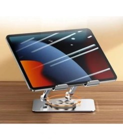 Resim 360 Derece Dönebilir Laptop ve Tablet Standı – Paslanmaz Çelik, Ayarlanabilir Yükseklik, Katlanabilir Masaüstü Bilgisayar Standı, iPad ve MacBook Uyumlu Ergonomik Raf-Dizüstü Pc (Tablet Standı) 