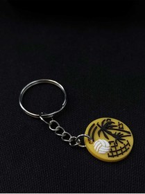 Resim sarıyer silver Plaj Voleybolu Temalı Yazlık Stil Palmiye Voleybol Model Spor Sporcu Voleybol Çelik Anahtarlık 