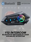 Resim Helmet Y12 Motosiklet Intercom Kask Kulaklık Bluetooth 5.4 Ses Asistanlı 