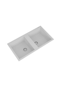 Resim Real Stone Real Stone P019 Nemrut Granit Mutfak Eviyesi Beyaz Tezgah Altı - Üstü 97 x 52 CM Iki Gözlü 