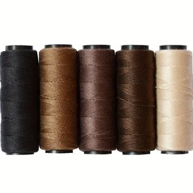 Resim 5 adet dikiş ipliği, saç uzatma iplikleri, dokuma iplikleri, el ile saç peruk yapımı için kullanılır. 