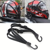 Resim Yüksek Dayanıklılıkta 60cm Motosiklet Kask Kayışı - Siyah Elastik Bagaj Sabitleme İpi Toka ile, ATV'ler ve Daha Fazlası için İdeal, Dayanıklı & Geri Çekilebilir Optimal Ekipman Sabitlemesi için 