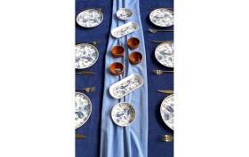 Resim Yiğit Seramik Züccaciye Blue Kitchen 6 Kişilik 14 Parça Desenli Kahvaltı Takımı Seramik Malzemeden Mavi Renkli 