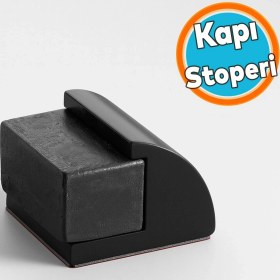Resim Kapı Stoperi Metal Siyah Oval Model Güçlü Yapışkanlı Kauçuk Başlıklı Kapı Tamponu Durdurucu Koruyucu 