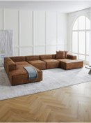 Resim S Home Design Concept Frida 5 Modül Pofidik Modüler Kanepe Xl Köşe Koltuk Takımı Sol Köşe, Nubuk Kahverengi 