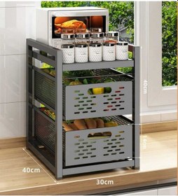 Resim 2 Katlı Lux Metal Siyah Çekmeceli Patates Soğan Sebze Meyve Sepeti Sebzelik 1012-cn 