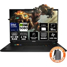 Resim Msı Stealth 18 Hx Aı Intel Core Ultra 9 275HX 64GB 4tb SSD RTX5080 16GB Windows 11 Pro 18" Uhd+ 120Hz Taşınabilir Bilgisayar A2XWIG-021TR-A14 