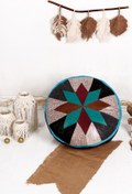 Resim Ottoman Pouffe İskandinav El Yapımı Hakiki Kuzu Derisi Bohem Bahçe Balkon Bungalov Puf Minder 60x30cm(DOLGULU) 