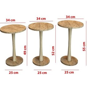 Resim 3'lü Zigon Ahşap Mantar Sehpa Seti Kahverengi 