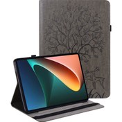 Resim Baskılı Ağaç Geyik Deseni Pu Deri Stand Tablet Kapak Kabuğu Kart Yuvalı Xiaomi Pad 5/Pad 5 Pro - Gri (Yurt Dışından) 