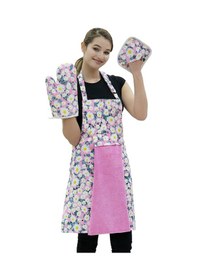 Resim Tulipa Ayar Askılı Sıvı Geçirmez Su Geçirmez Mutfak Önlüğü Eldiven Tutacak Turkuaz 