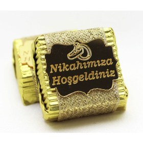 Resim Dark Brown Nikah Çikolatası 48 Adet Hediye Altın Renk Sargılı Katkısız Doğal Sütlü, Bitter Çikolata 