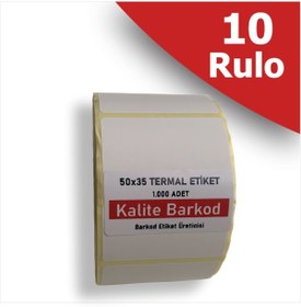 Resim Kalite Barkod 50x35 Termal Etiket | 10 Rulo Barkod Etiketi 