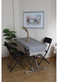 Resim Dnc Home Tekstil Ndchome Keten Gri Antrasit Ponponlu Runner 150 X 45 Antrasit 