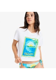 Resim Roxy Atlas Oceanregular Kadın Beyaz Crop T-shirt Erjzt05921 Sarı 