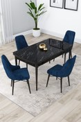 Resim Canisa Concept Kar Serisi, 80x132 Açılabilir Mdf Mutfak Masa Takımı, Siyah Mermer Desen Masa 4 Krem Sandalye 