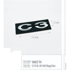 Resim Citroen C3 Bagaj Yazısı - 2003 2004 2005 2006 2007 2008 2009 Uyumlu Abs Plastik 3m Bantlı Krom 