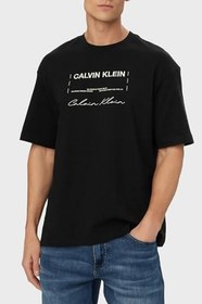 Resim Calvin Klein Pamuklu Relaxed Fit Baskılı Bisiklet Yaka T Shirt LV04RE827GUB1 Erkek T SHİRT LV04RE827G UB1 