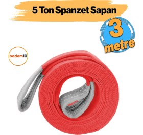 Resim Sapan Polyester Spanzet 5 Ton 3 Metre Kırmızı Sağlam Yük Kaldırma Taşıma Indirme Halat 