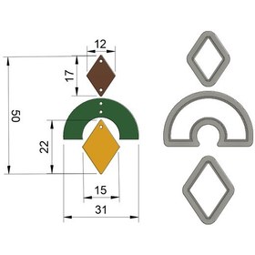 Resim Polimer Kil Küpe Kalıbı Model 0005 