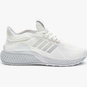 Resim Unisex Ortopedik Spor Ayakkabı Şeritli Bağcıklı Hava Alan Ultra Rahat Hafif Taban Sneaker T-135 Beyaz 