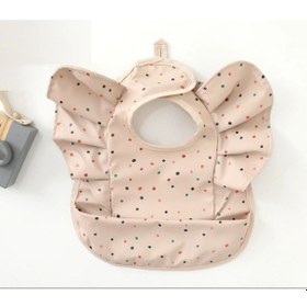 Resim Dotty Pembe Ustu Renkli Su Gecirmez Mama Onlugu - Sirin Puantiyeli Mama Önlüğü Açık Pembe 