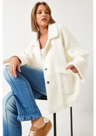 Resim Shade Kadın Çift Cepli Oversize Peluş Mont 1611 60261097 - Ekru 