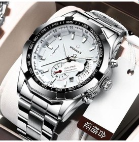 Resim Beyaz Moda Otomatik Hareket İzle Erkek Takvimi Su Geçirmez Aydınlık Mekanik Olmayan İzle Büyük Kadran 