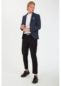 Resim Sposo 5135 Dar Kalıp Kareli Antrasit Erkek Blazer Ceket Antrasit 