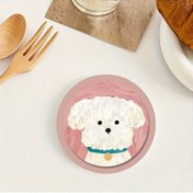 Resim Sevimli köpek teması tasarımıyla 6'lı ahşap bardak altlığı seti, çay fincanları ve kahve fincanları için uygun evrensel içecek matları, ev ve kafe kullanımı için mükemmel, evcil hayvan severler için ideal tatil hediyesi 