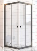 Resim Durul Duşakabin 70x90 Dikdörtgen Siyah Şeffaf Cam 