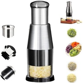 Resim Preslenmiş Sarımsak Doğrayıcı, 2022 Yeni Paslanmaz Çelik 304 Sarımsak Ezici, Gıda Doğrayıcı, Çok Fonksiyonlu Manuel Soğan Doğrayıcı Sarımsak Ezici S - Yongtao 12+ 