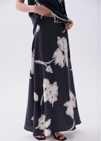 Resim Mudo Kadın Lacivert Floral Desenli A Form Midi Etek 