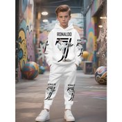 Resim Erkek Çocuk 3D Baskılı Futbol Forması & Pantolon Seti - Siyah & Kırmızı Detaylı Beyaz, Nefes Alabilen Normal Kesim Günlük Spor Giyim, Açık Hava Oyunları, İlkbahar/Sonbahar, Futbol Aksesuarları, Açık Hava İçin Mükemmel, Gençler İçin 