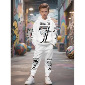 Resim Erkek Çocuk 3D Baskılı Futbol Forması & Pantolon Seti - Siyah & Kırmızı Detaylı Beyaz, Nefes Alabilen Normal Kesim Günlük Spor Giyim, Açık Hava Oyunları, İlkbahar/Sonbahar, Futbol Aksesuarları, Açık Hava İçin Mükemmel, Gençler İçin 
