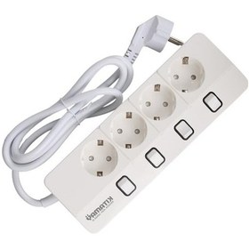 Resim Yamatik X-man-104 A-class 4 Lü Ayrı Anahtarlı 2 Metre Akım Korumalı Grup Priz 1400 Joule 2 m 