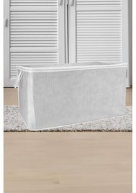 Resim 2 Li Maksi Yastık Hurcu Seti, Yastık Yorgan Kıyafet Çamaşır Düzenleyici 70x40x40cm 2 Adet Beyaz - Gri 