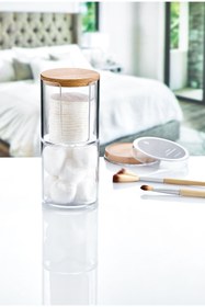 Resim Box Up Ahşap Kapaklı Çift Katlı Pamuklukluk Düzenleyici Makyaj Organizer 