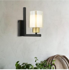 Resim Tisse Eskitme Siyah Duvar Lambası Yatak Odası-Yatak Başı-Salon İçin Aplik Siyah 